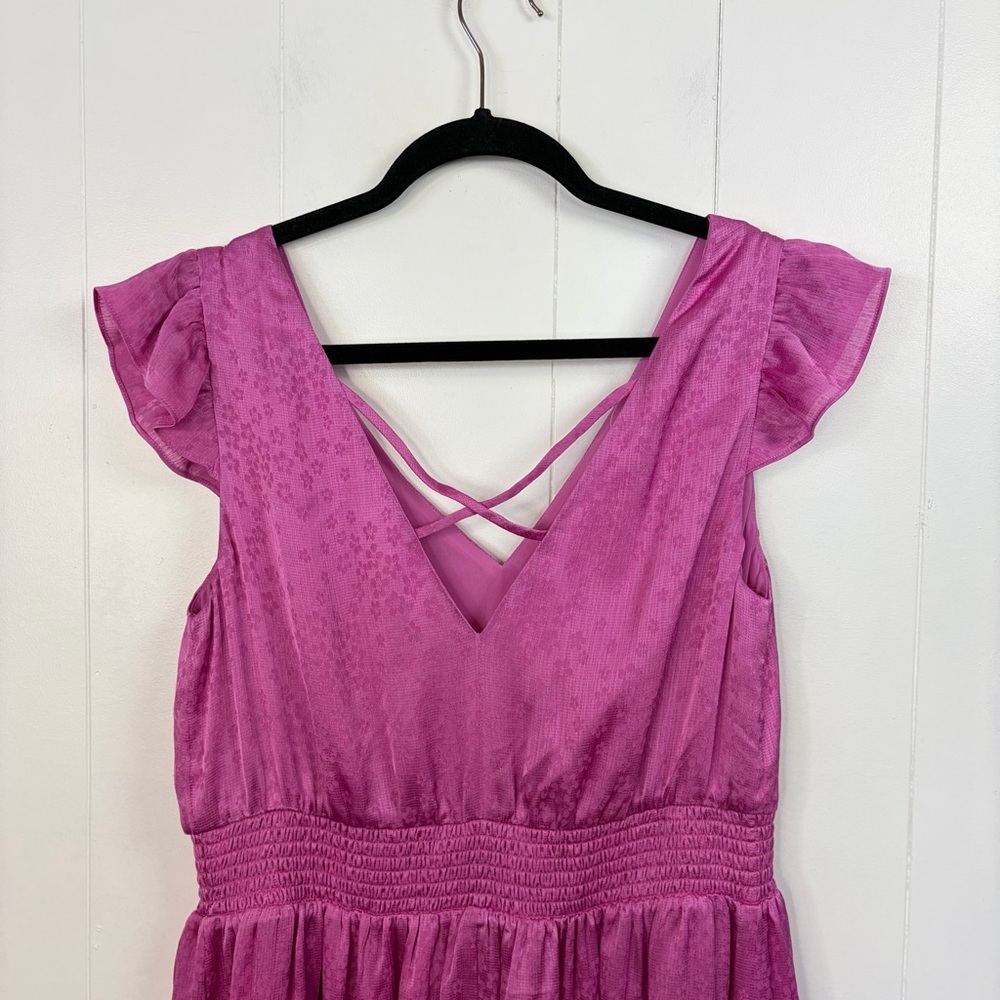 Addition Elle Pink Ruffle Midi Dress Plus Size Sleeveless size 0X X Party cruise - Picture 7 of 12